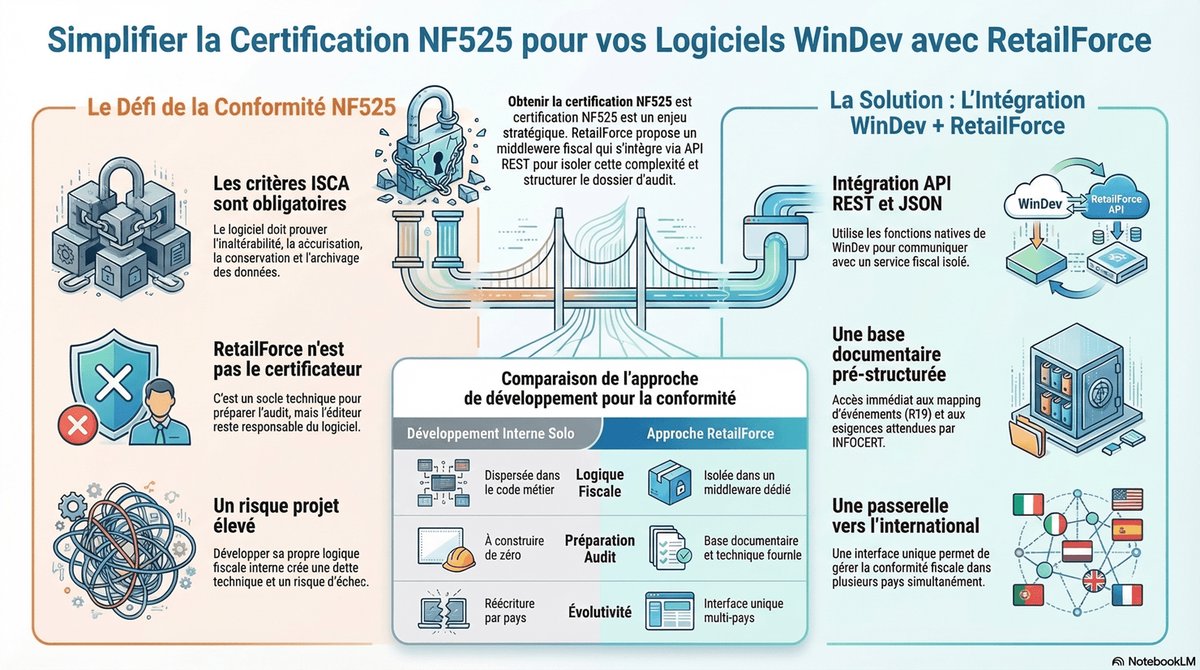 Pourquoi utiliser RetailForce pour préparer la certification NF525 d'un logiciel WinDev